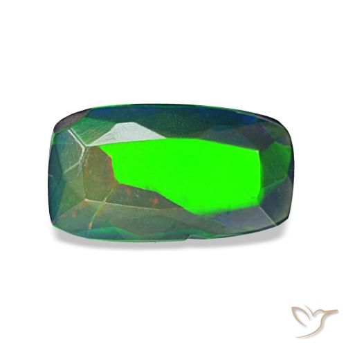 Opale nero naturale multicolore da 0,93 ct, taglio a cuscino, traslucido