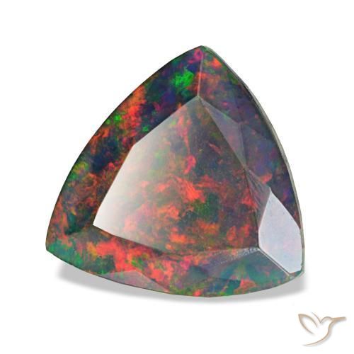 Opale nero naturale multicolore da 2,72 ct, trillion, opaco