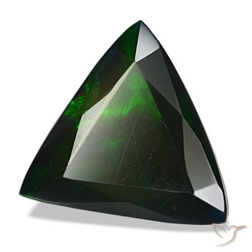 Opale nero naturale multicolore da 4,82 ct, trillion, opaco