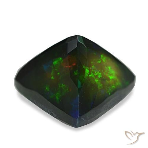 Opale nero naturale multicolore da 4,82 ct, trillion, opaco