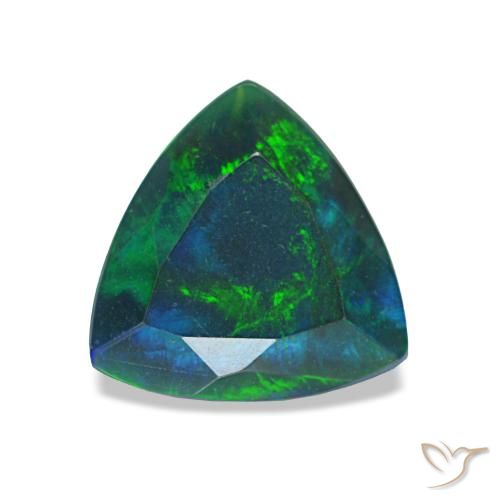 Opale nero naturale multicolore da 0,68 ct, trillion, opaco