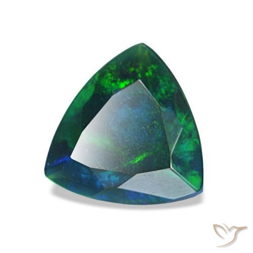 Opale nero naturale multicolore da 0,68 ct, trillion, opaco