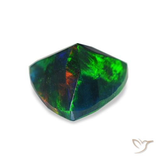Opale nero naturale multicolore da 0,68 ct, trillion, opaco