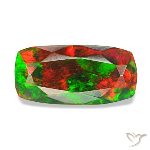 Opale nero naturale multicolore da 1,28 ct, taglio a cuscino, opaco