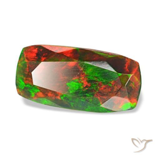 Opale nero naturale multicolore da 1,28 ct, taglio a cuscino, opaco