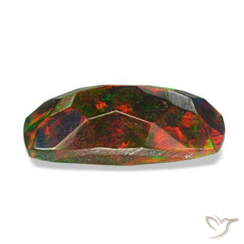 Opale nero naturale multicolore da 1,28 ct, taglio a cuscino, opaco