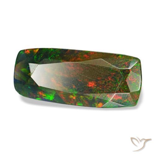 Opale nero naturale multicolore da 1,31 ct, taglio a cuscino, opaco