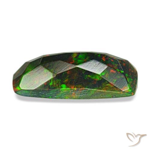 Opale nero naturale multicolore da 1,31 ct, taglio a cuscino, opaco