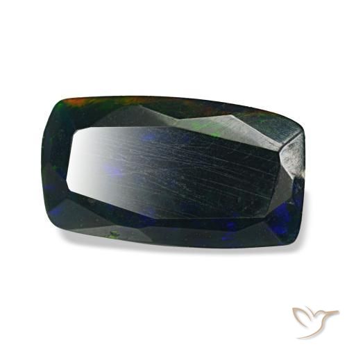 Opale nero naturale multicolore da 1,06 ct, taglio a cuscino, opaco