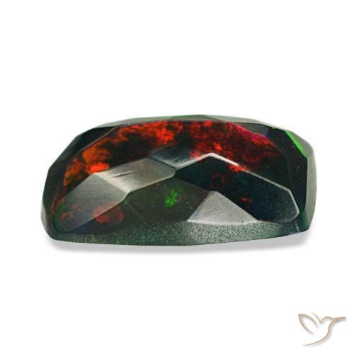 Opale nero naturale multicolore da 1,06 ct, taglio a cuscino, opaco