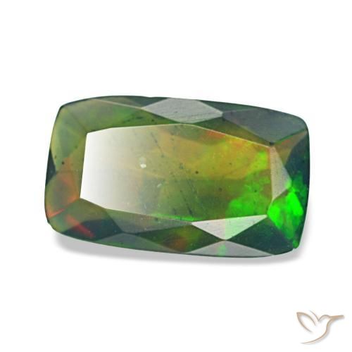 Opale nero naturale multicolore da 1,08 ct, taglio a cuscino, traslucido