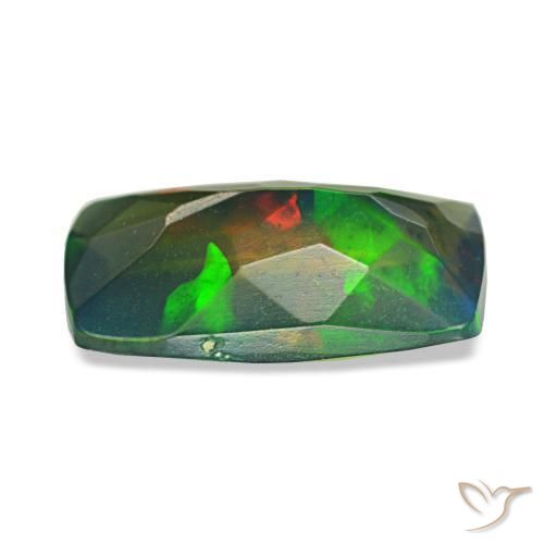 Opale nero naturale multicolore da 1,08 ct, taglio a cuscino, traslucido