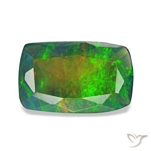 Opale nero naturale multicolore da 0,96 ct, taglio a cuscino, traslucido