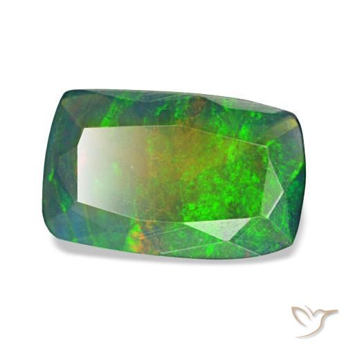 Opale nero naturale multicolore da 0,96 ct, taglio a cuscino, traslucido