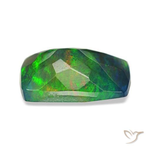 Opale nero naturale multicolore da 0,96 ct, taglio a cuscino, traslucido