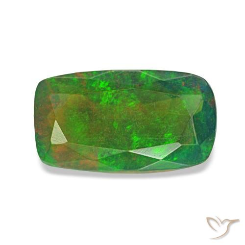 Opale nero naturale multicolore da 0,96 ct, taglio a cuscino, traslucido