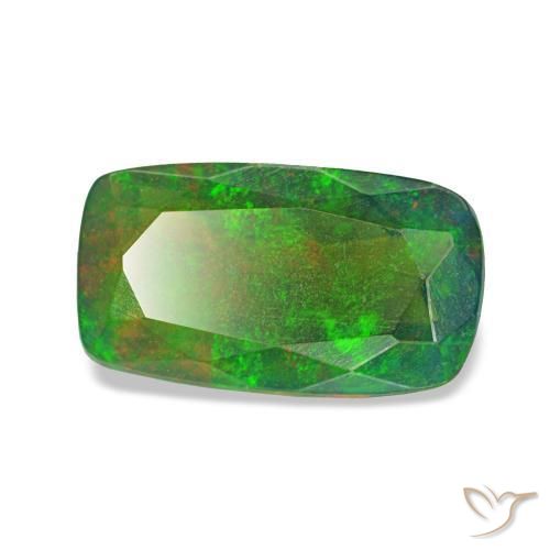 Opale nero naturale multicolore da 0,96 ct, taglio a cuscino, traslucido