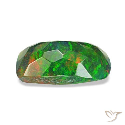 Opale nero naturale multicolore da 0,96 ct, taglio a cuscino, traslucido
