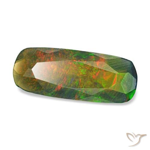 Opale nero naturale multicolore da 1,12 ct, taglio a cuscino, traslucido