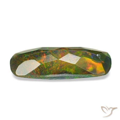 Opale nero naturale multicolore da 1,12 ct, taglio a cuscino, traslucido