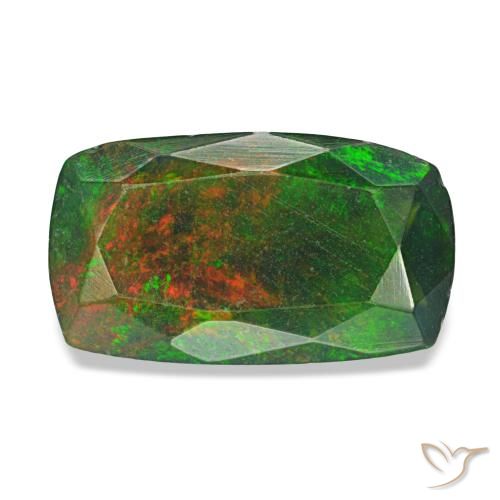 Opale nero naturale multicolore da 1,21 ct, taglio a cuscino, traslucido