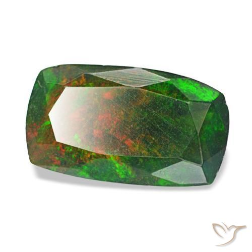 Opale nero naturale multicolore da 1,21 ct, taglio a cuscino, traslucido