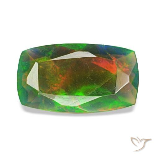 Opale nero naturale multicolore da 0,76 ct, taglio a cuscino, traslucido