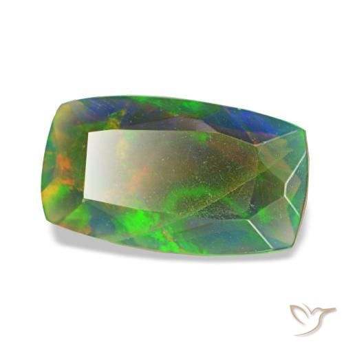 Opale nero naturale multicolore da 0,76 ct, taglio a cuscino, traslucido