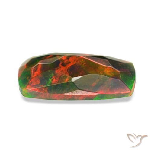 Opale nero naturale multicolore da 0,76 ct, taglio a cuscino, traslucido