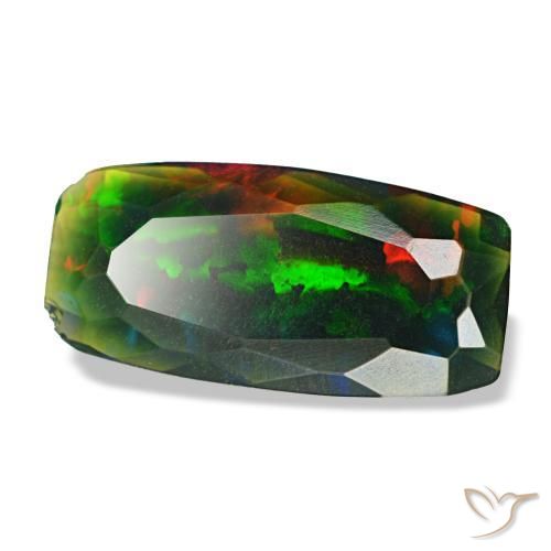Opale nero naturale multicolore da 1,18 ct, taglio a cuscino, traslucido