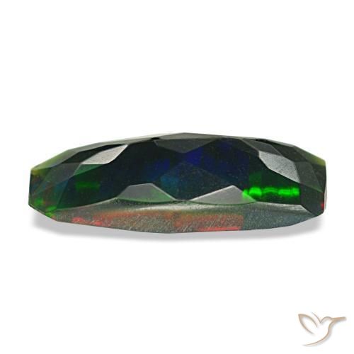 Opale nero naturale multicolore da 1,18 ct, taglio a cuscino, traslucido