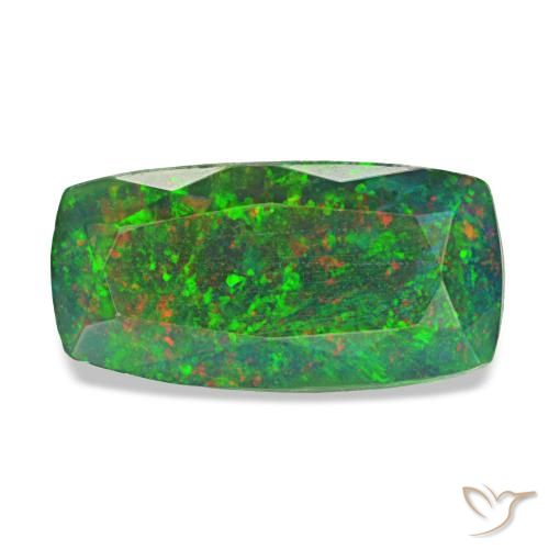 Opale nero naturale multicolore da 1,26 ct, taglio a cuscino, traslucido