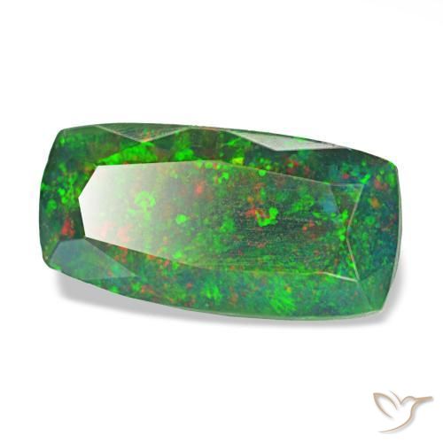 Opale nero naturale multicolore da 1,26 ct, taglio a cuscino, traslucido