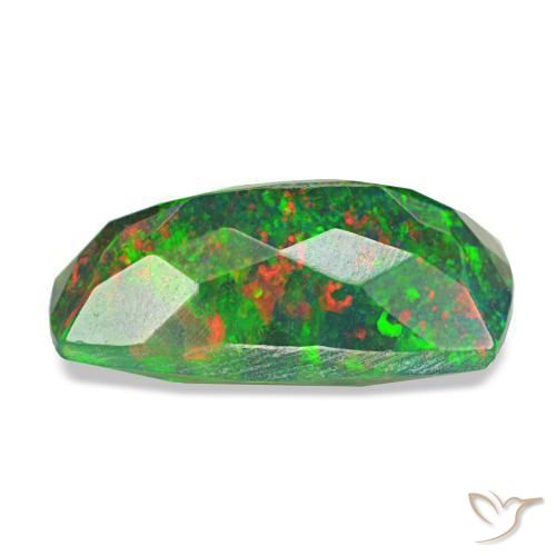 Opale nero naturale multicolore da 1,26 ct, taglio a cuscino, traslucido