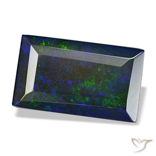 Opale nero naturale multicolore da 4,75 ct, baguette, traslucido
