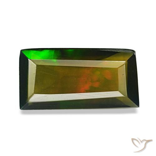 Opale nero naturale multicolore da 2,13 ct, taglio a cuscino, traslucido