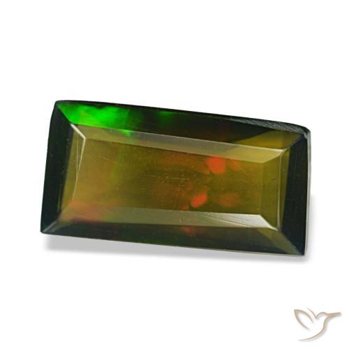 Opale nero naturale multicolore da 2,13 ct, taglio a cuscino, traslucido