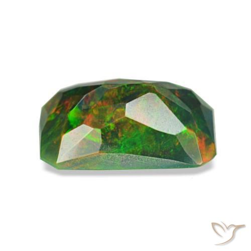 Opale nero naturale multicolore da 0,89 ct, taglio smeraldo, traslucido