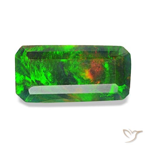 1.04ct multicolore opale nero, taglio smeraldo, traslucido