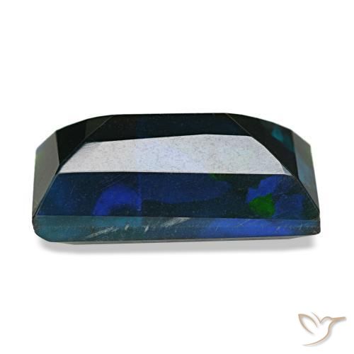 Opale nero naturale multicolore da 2,54 ct, baguette, opaco