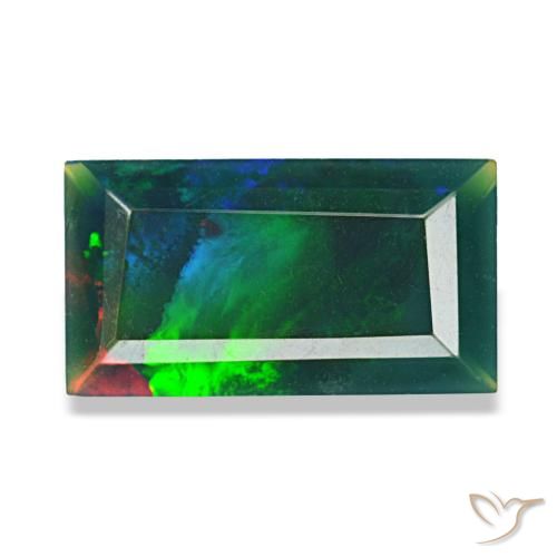 1.41ct multicolore opale nero, baguette, opaco