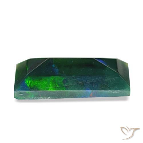 Opale nero naturale multicolore da 1,41 ct, baguette, opaco