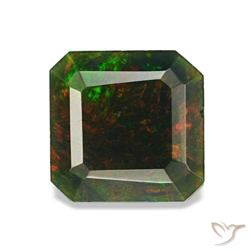 1.04ct multicolore opale nero, taglio smeraldo, opaco