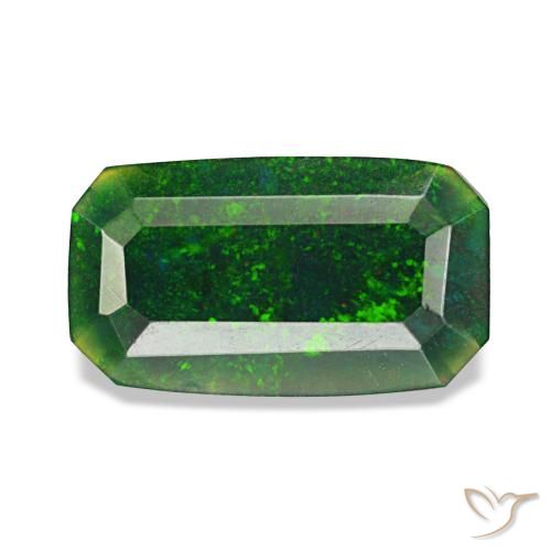 Opale nero naturale multicolore da 0,77 ct, taglio smeraldo, opaco