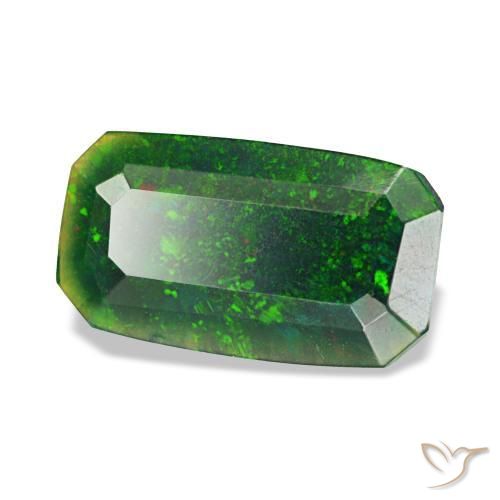 Opale nero naturale multicolore da 0,77 ct, taglio smeraldo, opaco