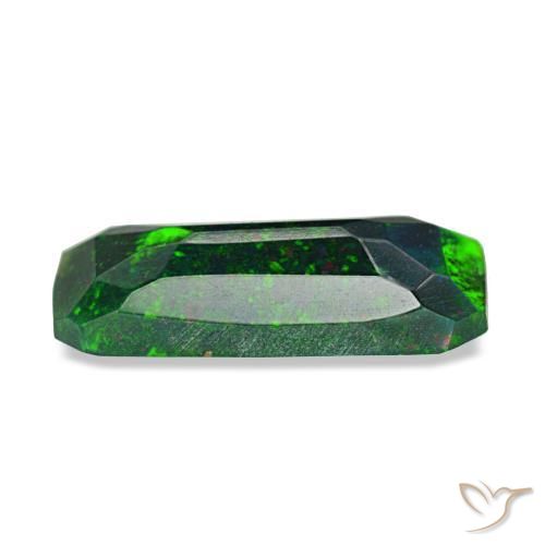 Opale nero naturale multicolore da 0,77 ct, taglio smeraldo, opaco