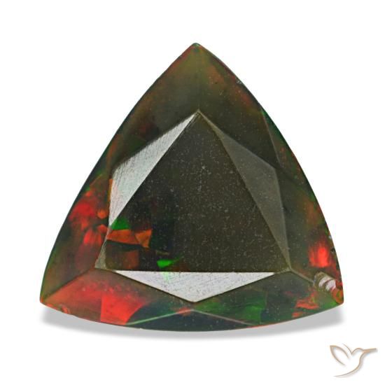 Opale nero naturale multicolore da 1,40 ct, trillion, opaco