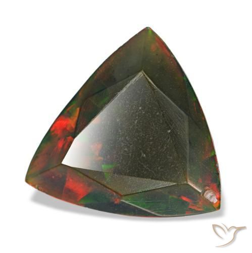 Opale nero naturale multicolore da 1,40 ct, trillion, opaco