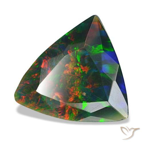 Opale nero naturale multicolore da 1,53 ct, trillion, opaco