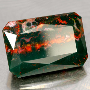 Eliotropio naturale verde da 12,46 ct, taglio smeraldo, opaco